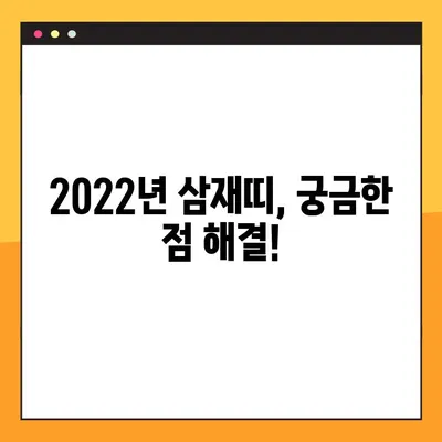 2022년 삼재띠 완벽 가이드 | 들삼재 눌삼재 날삼재, 나에게 해당되는 삼재는?