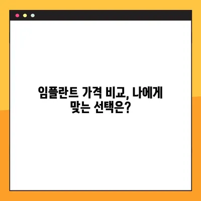 빠른 어금니 임플란트 가격, 이렇게 설계하세요! | 임플란트 가격 비교, 합리적인 비용, 성공적인 임플란트 계획