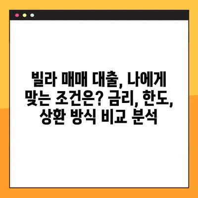 빌라 매매 대출, 어디서 받아야 할까요? | BEST 7 금융기관 총정리 & 대출 조건 비교