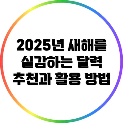 2025년 새해를 실감하는 달력 추천과 활용 방법