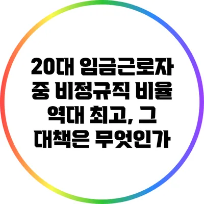 20대 임금근로자 중 비정규직 비율 역대 최고, 그 대책은 무엇인가?