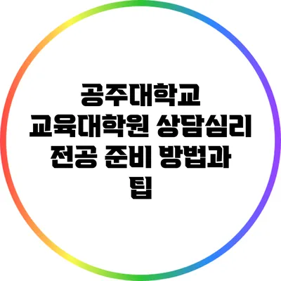 공주대학교 교육대학원 상담심리 전공 준비 방법과 팁