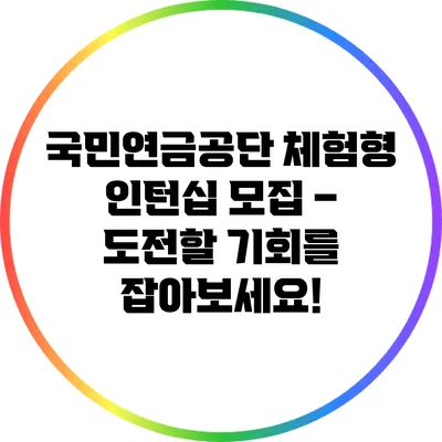 국민연금공단 체험형 인턴십 모집 – 도전할 기회를 잡아보세요!