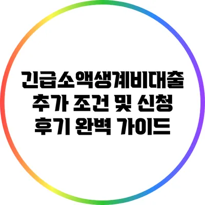 긴급소액생계비대출: 추가 조건 및 신청 후기 완벽 가이드