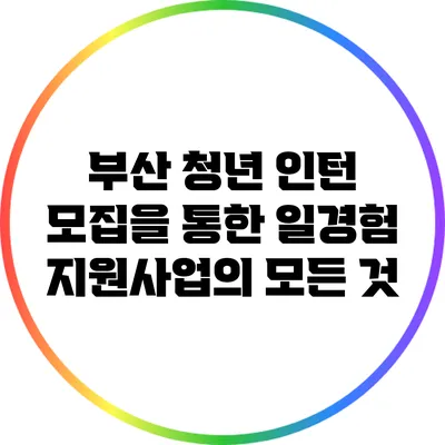 부산 청년 인턴 모집을 통한 일경험 지원사업의 모든 것