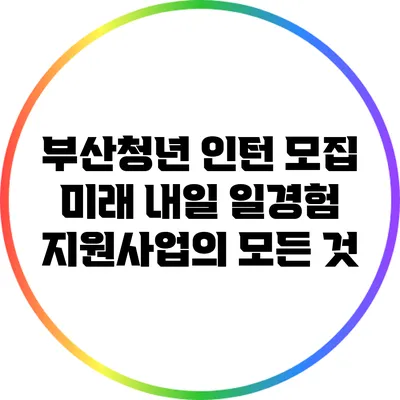 부산청년 인턴 모집: 미래 내일 일경험 지원사업의 모든 것