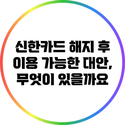 신한카드 해지 후 이용 가능한 대안, 무엇이 있을까요?