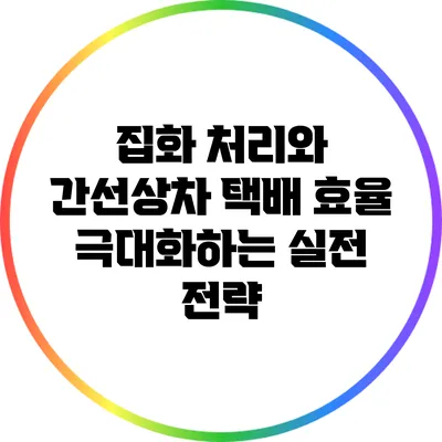 집화 처리와 간선상차: 택배 효율 극대화하는 실전 전략