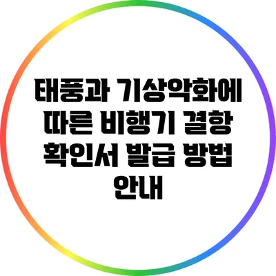 태풍과 기상악화에 따른 비행기 결항 확인서 발급 방법 안내