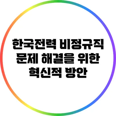 한국전력 비정규직 문제 해결을 위한 혁신적 방안