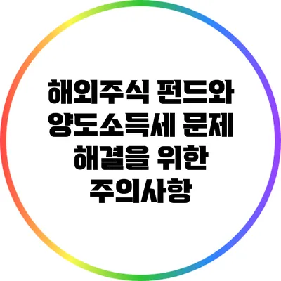 해외주식 펀드와 양도소득세 문제 해결을 위한 주의사항