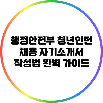 행정안전부 청년인턴 채용 자기소개서 작성법 완벽 가이드