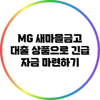 MG 새마을금고 대출 상품으로 긴급 자금 마련하기