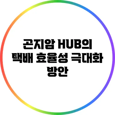 곤지암 HUB의 택배 효율성 극대화 방안