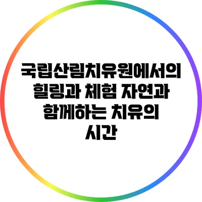 국립산림치유원에서의 힐링과 체험: 자연과 함께하는 치유의 시간