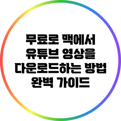 무료로 맥에서 유튜브 영상을 다운로드하는 방법 완벽 가이드