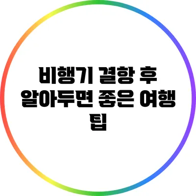 비행기 결항 후 알아두면 좋은 여행 팁