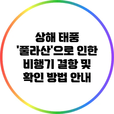 상해 태풍 '풀라산'으로 인한 비행기 결항 및 확인 방법 안내