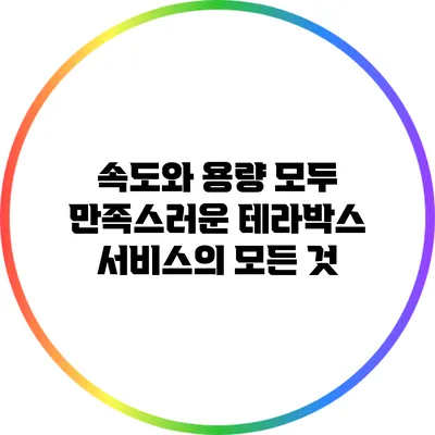 속도와 용량 모두 만족스러운 테라박스 서비스의 모든 것