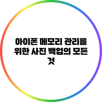 아이폰 메모리 관리를 위한 사진 백업의 모든 것