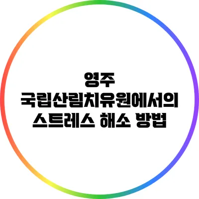 영주 국립산림치유원에서의 스트레스 해소 방법