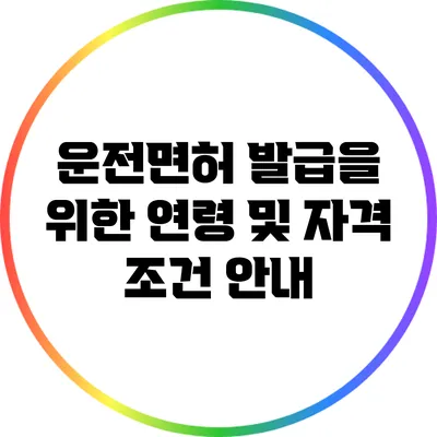 운전면허 발급을 위한 연령 및 자격 조건 안내