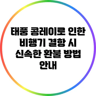 태풍 콩레이로 인한 비행기 결항 시 신속한 환불 방법 안내