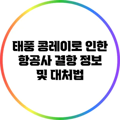 태풍 콩레이로 인한 항공사 결항 정보 및 대처법
