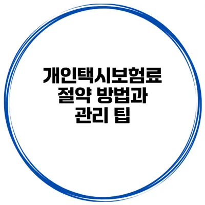 개인택시보험료 절약 방법과 관리 팁