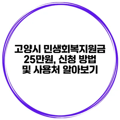 고양시 민생회복지원금 25만원, 신청 방법 및 사용처 알아보기