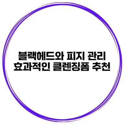 블랙헤드와 피지 관리 효과적인 클렌징폼 추천