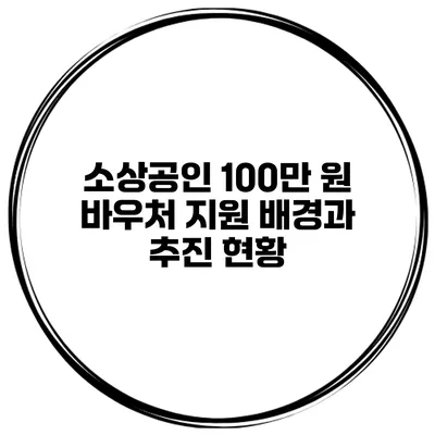 소상공인 100만 원 바우처 지원 배경과 추진 현황