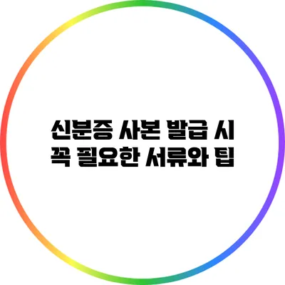 신분증 사본 발급 시 꼭 필요한 서류와 팁