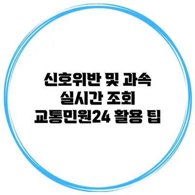 신호위반 및 과속 실시간 조회: 교통민원24 활용 팁