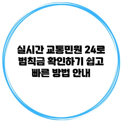 실시간 교통민원 24로 범칙금 확인하기: 쉽고 빠른 방법 안내