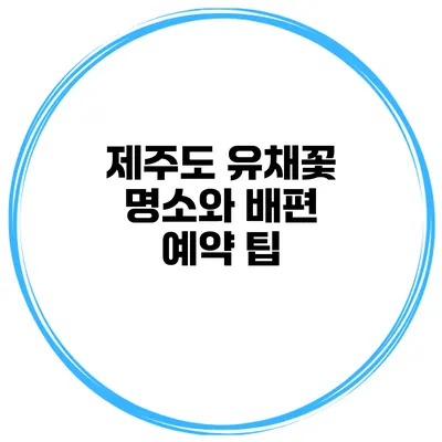 제주도 유채꽃 명소와 배편 예약 팁