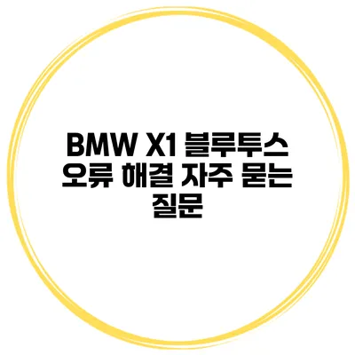 BMW X1 블루투스 오류 해결 자주 묻는 질문