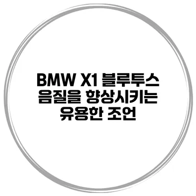 BMW X1 블루투스 음질을 향상시키는 유용한 조언