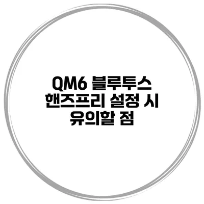 QM6 블루투스 핸즈프리 설정 시 유의할 점