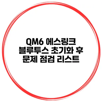 QM6 에스링크 블루투스 초기화 후 문제 점검 리스트