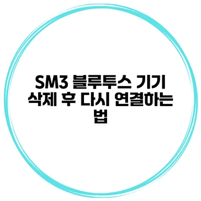 SM3 블루투스 기기 삭제 후 다시 연결하는 법