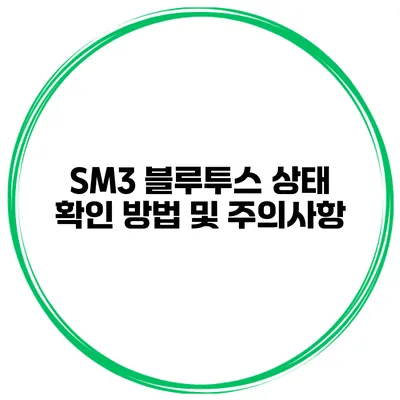 SM3 블루투스 상태 확인 방법 및 주의사항