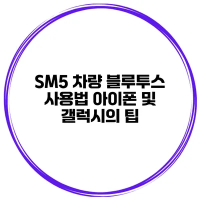 SM5 차량 블루투스 사용법 아이폰 및 갤럭시의 팁