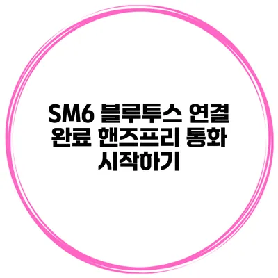 SM6 블루투스 연결 완료 핸즈프리 통화 시작하기