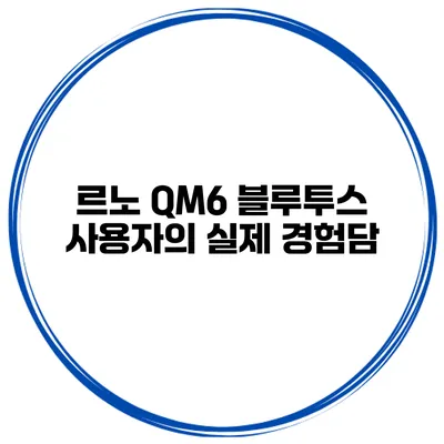 르노 QM6 블루투스 사용자의 실제 경험담