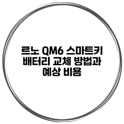르노 QM6 스마트키 배터리 교체 방법과 예상 비용