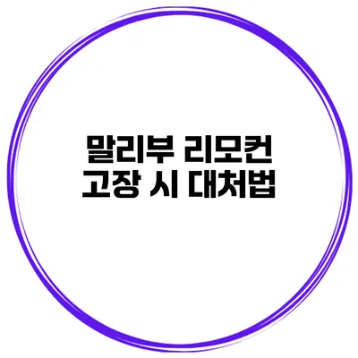 말리부 리모컨 고장 시 대처법