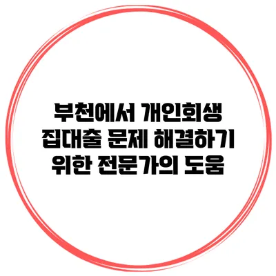 부천에서 개인회생 집대출 문제 해결하기 위한 전문가의 도움