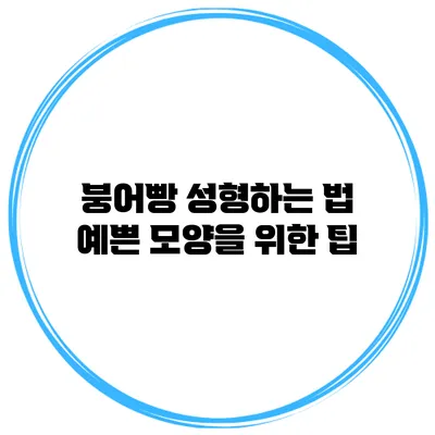 붕어빵 성형하는 법 예쁜 모양을 위한 팁