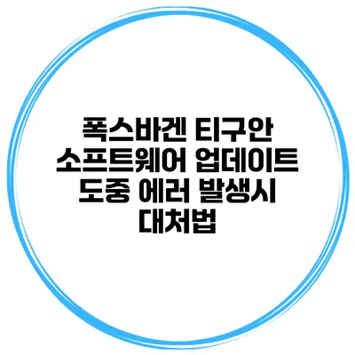 폭스바겐 티구안 소프트웨어 업데이트 도중 에러 발생시 대처법